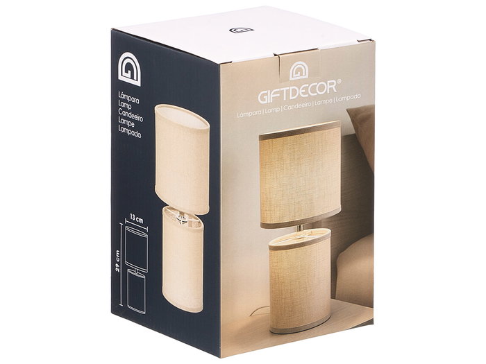 Giftdecor Lampe de Table Tissu Beige Métal Plastique 13x13x29 cm (Set de 12)