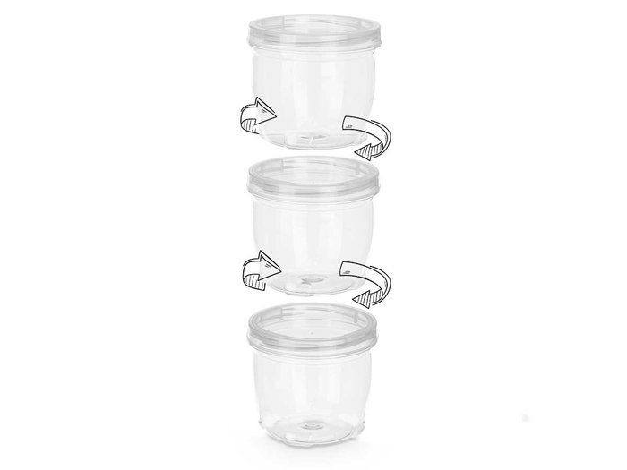Leknes Set de 3 pots en plastique transparent 360 ml - 9x23x9 cm (Set de 24) Leknes Set de 3 pots en plastique transparent 360 ml - 9x23x9 cm (Set de 24)