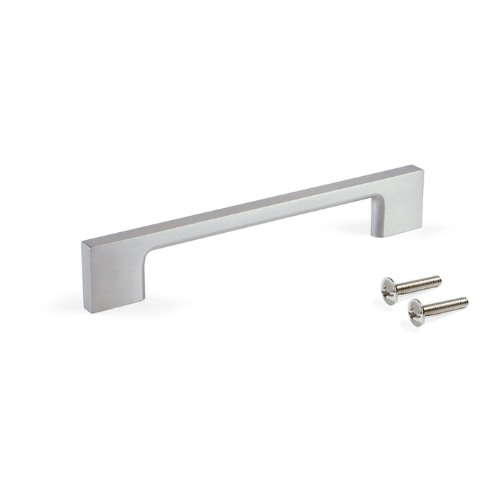 Emuca Lot de 20 poignées pour meubles Montréal, L160mm, entraxe 128mm, Zamak, Nickel satiné
