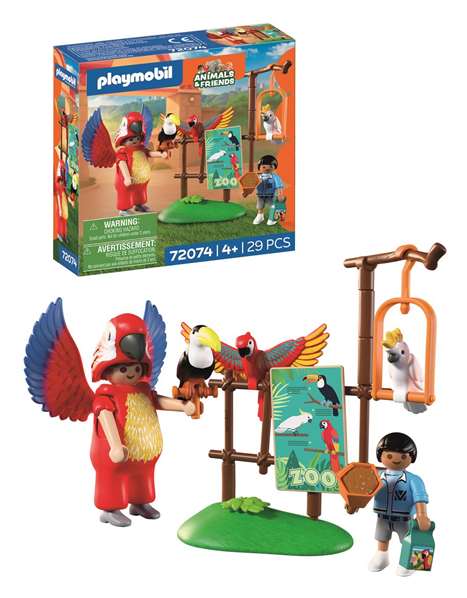 Playmobil Zoo : Mascotte perroquet coloré & enfant 72074