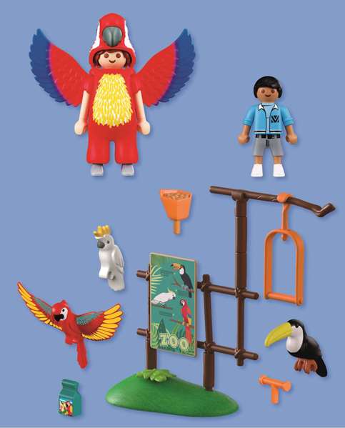 Playmobil Zoo : Mascotte perroquet coloré & enfant 72074