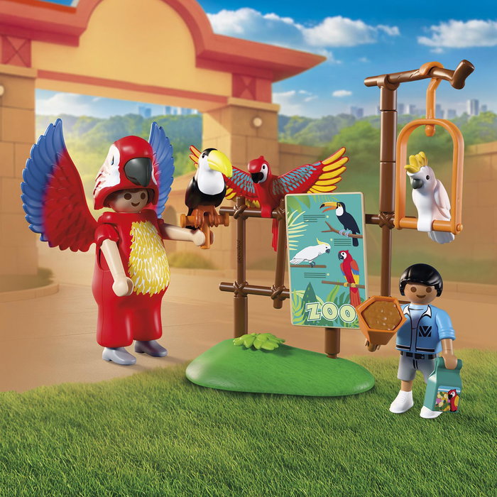 Playmobil Zoo : Mascotte perroquet coloré & enfant 72074