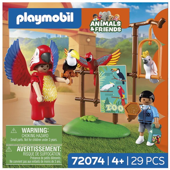 Playmobil Zoo : Mascotte perroquet coloré & enfant 72074