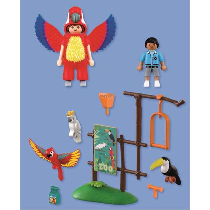 Playmobil Zoo : Mascotte perroquet coloré & enfant 72074