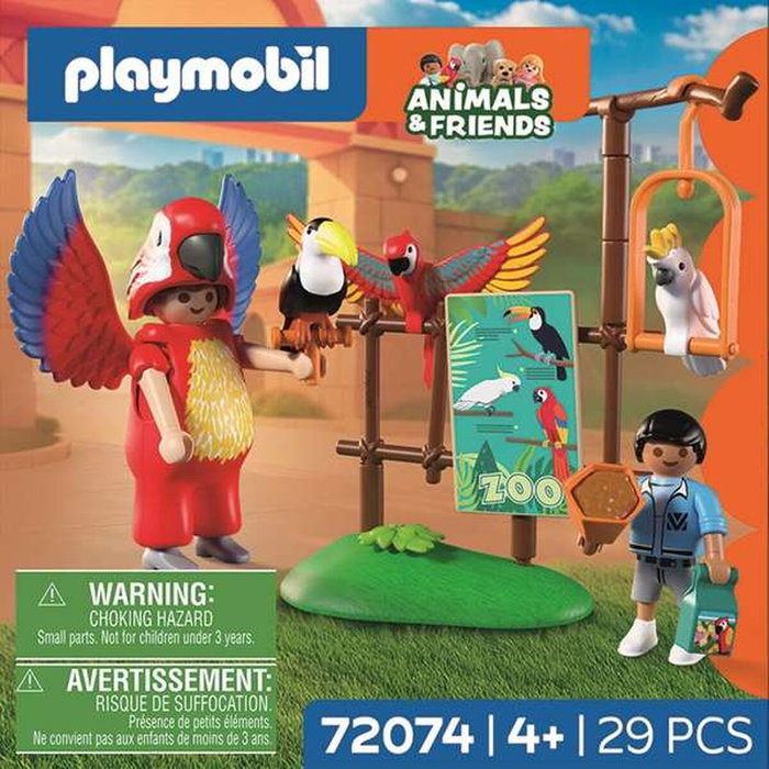 Playmobil Zoo : Mascotte perroquet coloré & enfant 72074