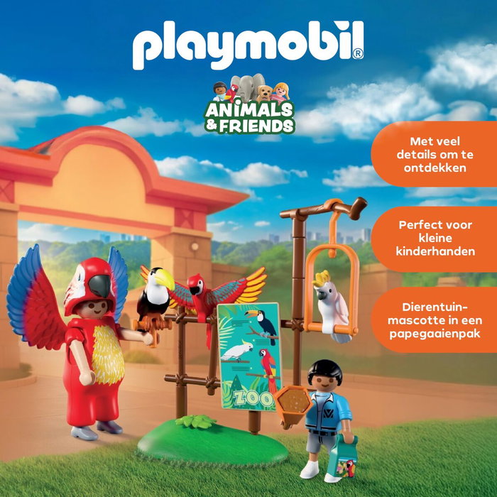 Playmobil Zoo : Mascotte perroquet coloré & enfant 72074