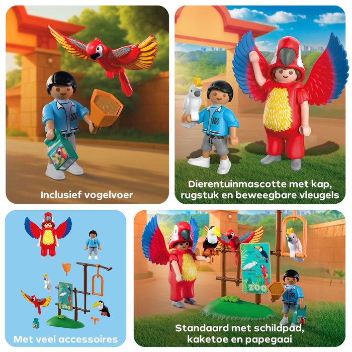 Playmobil Zoo : Mascotte perroquet coloré & enfant 72074