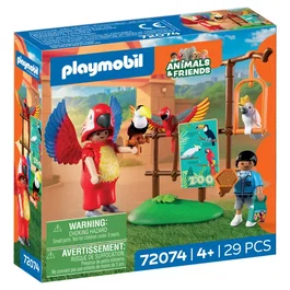 Playmobil 72074 - Set Mascotte Perroquet Coloré et Enfant pour Zoo, Figurines Créatives et Joyeuses