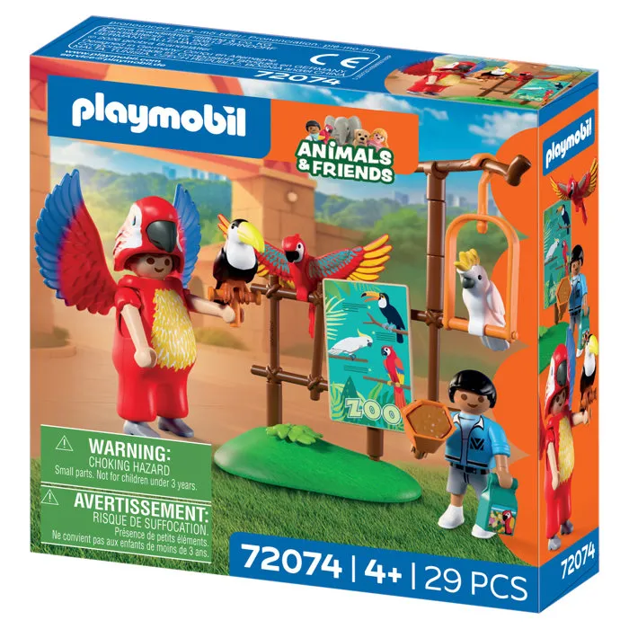 Playmobil 72074 - Set Mascotte Perroquet Coloré et Enfant pour Zoo, Figurines Créatives et Joyeuses