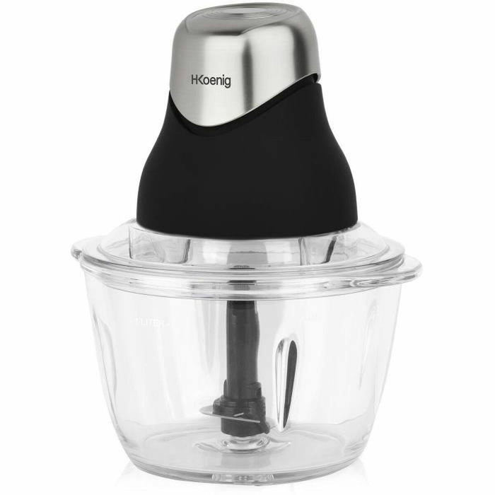 H.Koenig LEO8 Mini hachoir électrique Noir mat et chrome avec bol en verre 1 L H.Koenig LEO8 Mini hachoir électrique Noir mat et chrome avec bol en verre 1 L