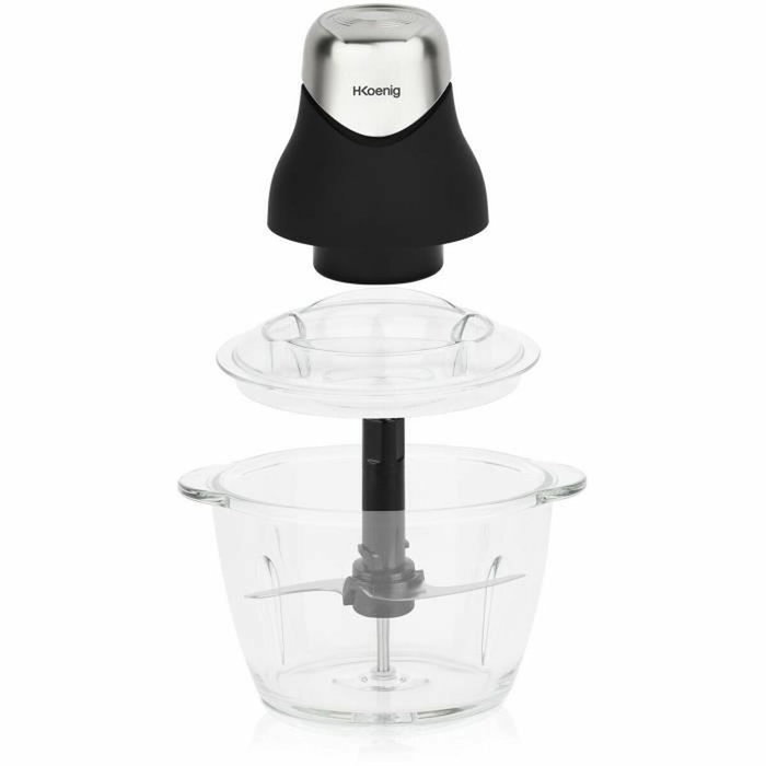 H.Koenig LEO8 Mini hachoir électrique Noir mat et chrome avec bol en verre 1 L H.Koenig LEO8 Mini hachoir électrique Noir mat et chrome avec bol en verre 1 L