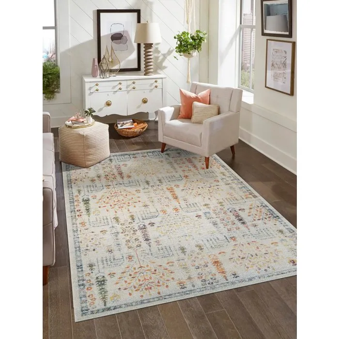 Tapis beige 120 x 180 cm en mélange polypropylène et coton Tapis beige 120 x 180 cm en mélange polypropylène et coton