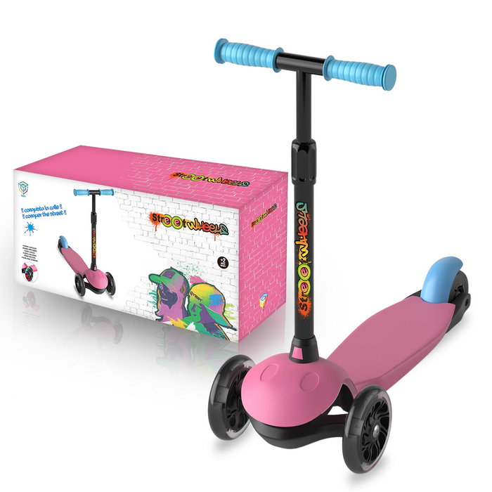 DEQUBE Trotinette 3 Roues Enfant Rose avec Éclairage LED, Réglable en Hauteur, Pliable et Transportable - Recommandé 2-6 Ans DEQUBE Trotinette 3 Roues Enfant Rose avec Éclairage LED, Réglable en Hauteur, Pliable et Transportable - Recommandé 2-6 Ans