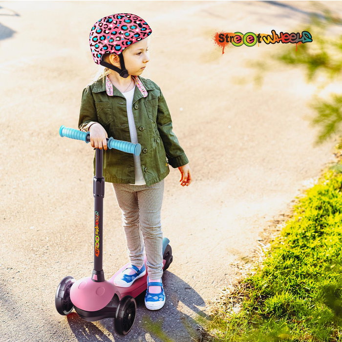 DEQUBE Trotinette 3 Roues Enfant Rose avec Éclairage LED, Réglable en Hauteur, Pliable et Transportable - Recommandé 2-6 Ans DEQUBE Trotinette 3 Roues Enfant Rose avec Éclairage LED, Réglable en Hauteur, Pliable et Transportable - Recommandé 2-6 Ans