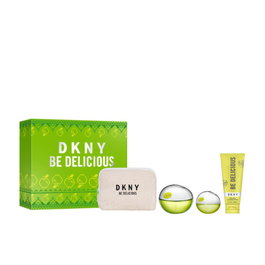 DKNY Be Delicious - Eau de Parfum Ensemble 4 pièces : Vaporisateur 100 ml, Lait corporel 100 ml, Vaporisateur 15 ml, Trousse de toilette - Parfum femme frais et floral