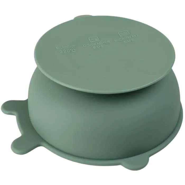 Thermobaby - Pack Repas en Silicone Vert Cactus - Assiette à Ventouse, Bol, Bavoir et 2 Cuillères - Sans BPA, Incassable, Micro-ondes et Lave-vaisselle