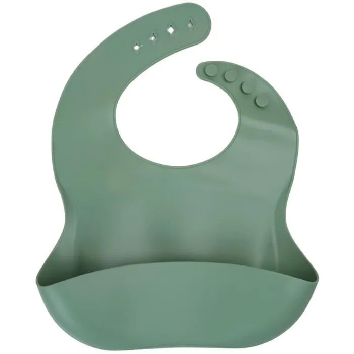 Thermobaby - Pack Repas en Silicone Vert Cactus - Assiette à Ventouse, Bol, Bavoir et 2 Cuillères - Sans BPA, Incassable, Micro-ondes et Lave-vaisselle