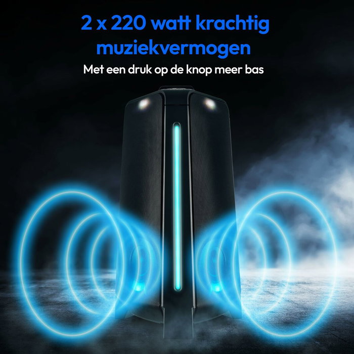 Medion Enceinte Bluetooth 5.3 avec micro, effets lumineux et fonctions karaoké Medion Enceinte Bluetooth 5.3 avec micro, effets lumineux et fonctions karaoké