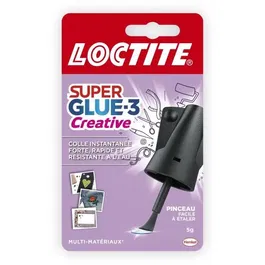 Loctite SUPERGLUE-3P - Colle Cyanoacrylate Super Puissante avec Pinceau Applicateur, Bouchon Papillon, 5g