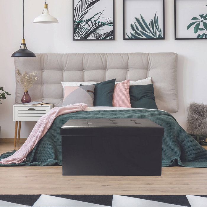 Home Deco Factory Pouf Coffre Pliable Noir