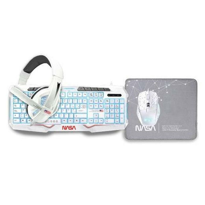 clavier et souris NASA ANDROMEDA4IN1-W Blanc Multicouleur Espagnol Qwerty clavier et souris NASA ANDROMEDA4IN1-W Blanc Multicouleur Espagnol Qwerty