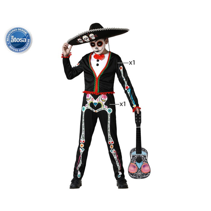 Atosa Déguisement Mariachi Squelette Chemise et Pantalon pour Enfant Atosa Déguisement Mariachi Squelette Chemise et Pantalon pour Enfant