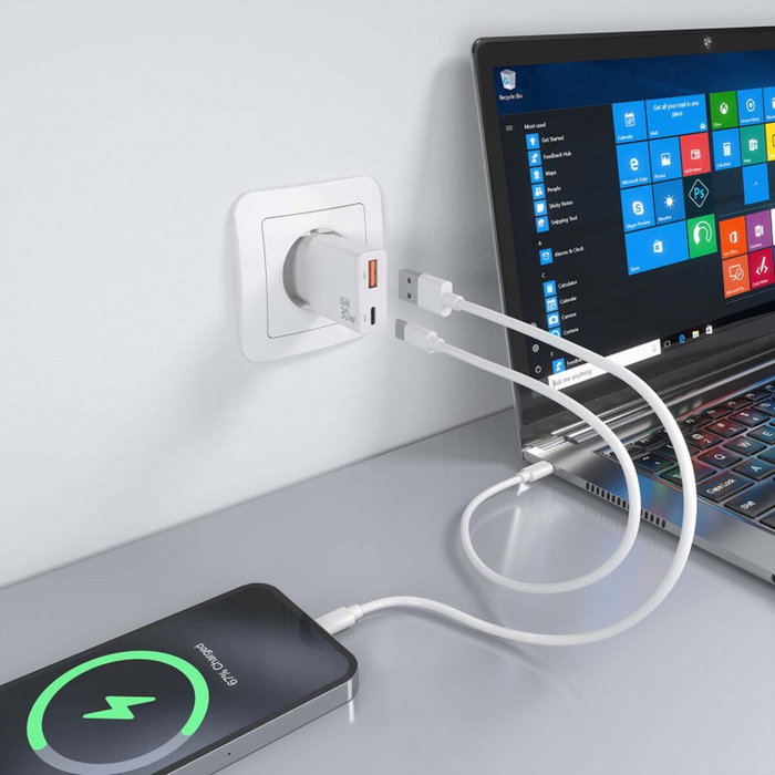 Chargeur mural Aisens ASCH-30W2P046-W Blanc 30 W