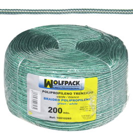 WOLFPACK LINEA PROFESIONAL Corde tressée en polypropylène blanc/vert (200 m)