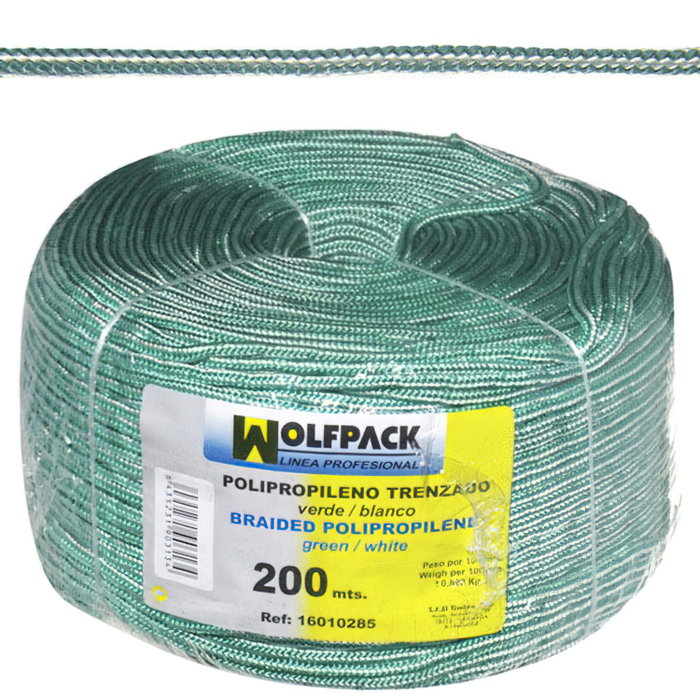 WOLFPACK LINEA PROFESIONAL Corde tressée en polypropylène blanc/vert (200 m) WOLFPACK LINEA PROFESIONAL Corde tressée en polypropylène blanc/vert (200 m)