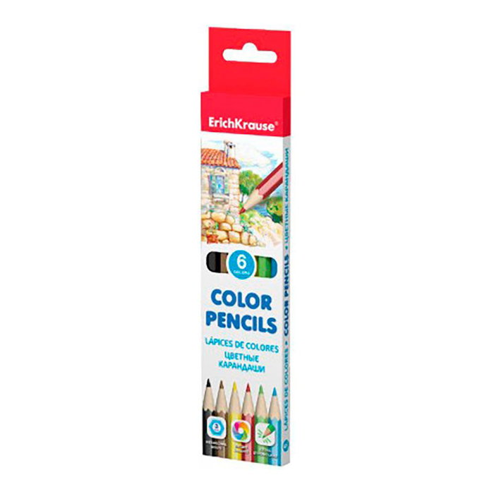 Erichkrause Crayons de couleur hexagonaux, couleurs assorties, boîte de 6 unités Erichkrause Crayons de couleur hexagonaux, couleurs assorties, boîte de 6 unités