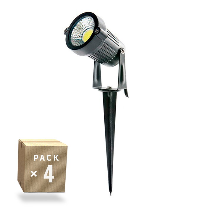 Pack de 4 Spots de Jardin sur Piquet LED 5W Blanco Frío 450Lm 6000K