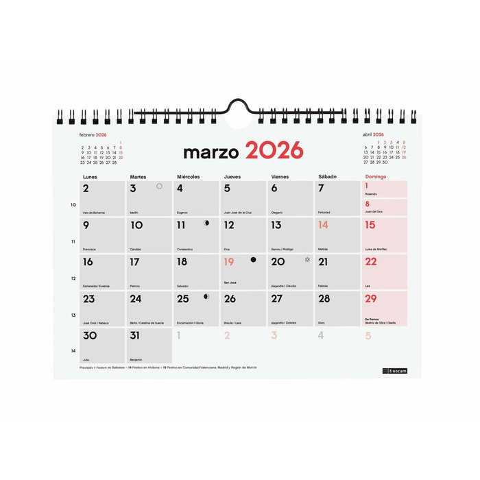 calendrier mural Finocam Papier 21 x 15 cm calendrier mural Finocam Papier 21 x 15 cm