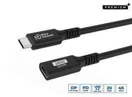 MicroConnect Rallonge de câble USB-C Premium 1,5m 20Gbps 240W USB 3.2 Gen 2x2 Noir