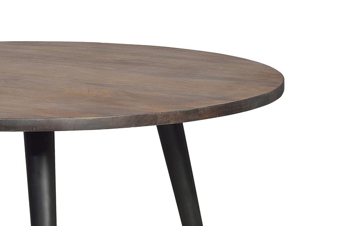 GINER Y COLOMER Table ronde de salle à manger en bois d'acacia massif avec pieds métal noir - Ø 120 cm, H 76 cm - À monter