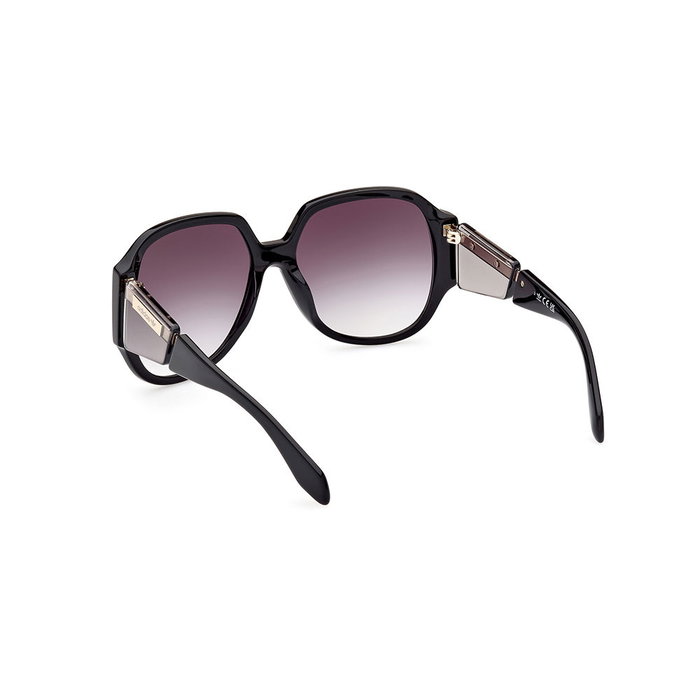 Adidas Lunettes de Soleil Femme OR0098 01B Noires Monture Noir Brillant Verres Gris Fumé Dégradé Navigateur 135mm