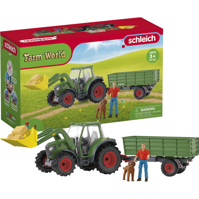 Schleich Tracteur et remorque Farm World 42608 avec figurines Paul et Goldendoodle de paille Schleich Tracteur et remorque Farm World 42608 avec figurines Paul et Goldendoodle de paille