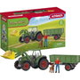 Schleich Tracteur et remorque Farm World 42608 avec figurines Paul et Goldendoodle de paille