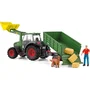 Schleich 42608 - Coffre Tracteur et Remorque de la Ferme avec 1 Tracteur, 1 Remorque, 1 Figurine Humaine Articulée et 1 Figurine de Chien - Jouet pour Enfants dès 3 Ans