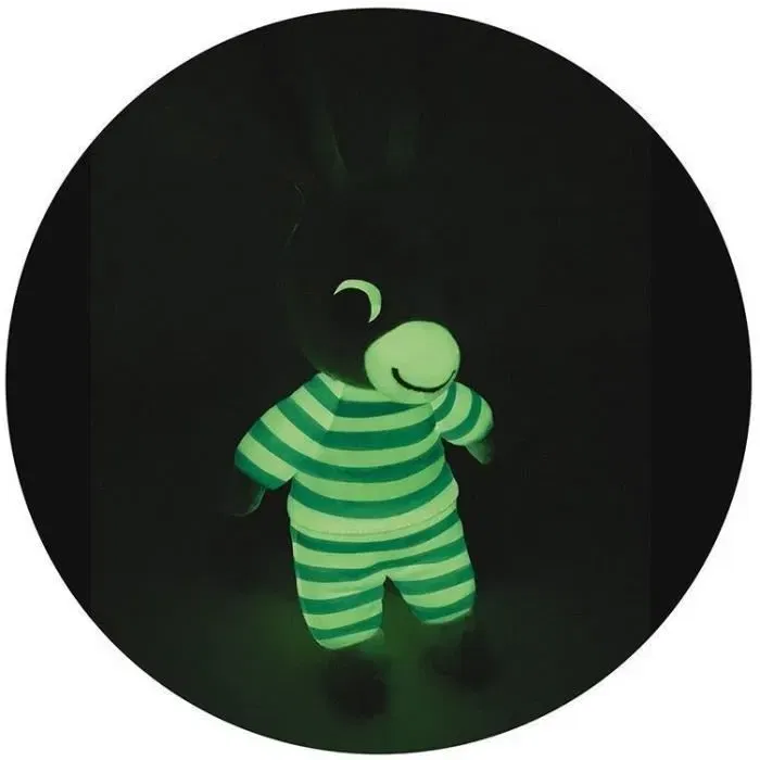 Jemini TROTRO - Peluche photoluminescente rassurante pour enfant, fonctionne sans pile - 25 cm - Blanc et bleu - Chargement à la lumière