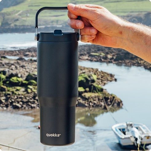 QUOKKA Vaso Cool Termo avec Anse Core Black 860 ml en Acier Inoxydable