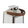 DKD Home Decor Lanterne Marron Argenté Cuir Verre Acier Chrome 20 x 20 x 40 cm