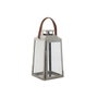DKD Home Decor Lanterne Marron Argenté Cuir Verre Acier Chrome 20 x 20 x 40 cm