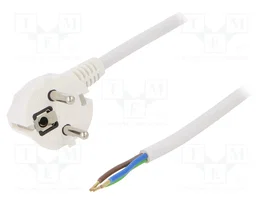 PLASTROL Câble d'alimentation H03VV-F,OMY 3x1,5mm2 2m blanc