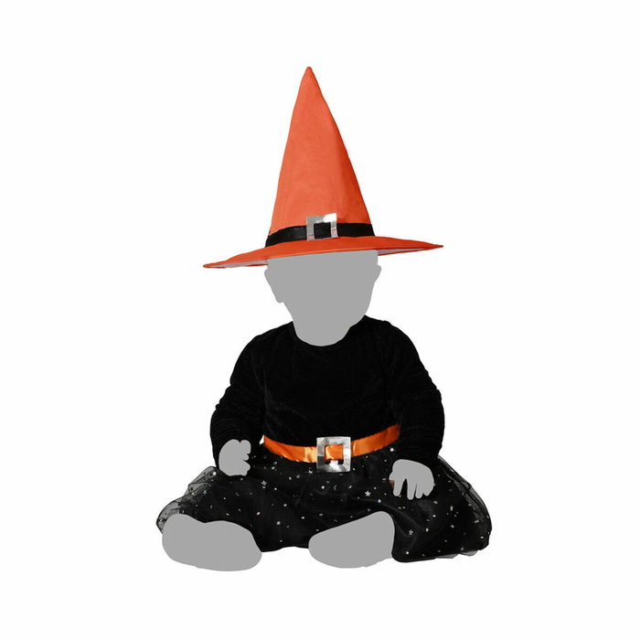 BigBuy Carnival Déguisement Sorcière Bébé avec Robe Étoilée et Chapeau Orange