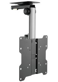 Techly Support mural plafond pliable et escamotable pour téléviseur LED/LCD 17 à 37 pouces, noir - Jusqu'à 20 kg, VESA 200x200, réglable 26,5-40 cm, pour pentes de plafond