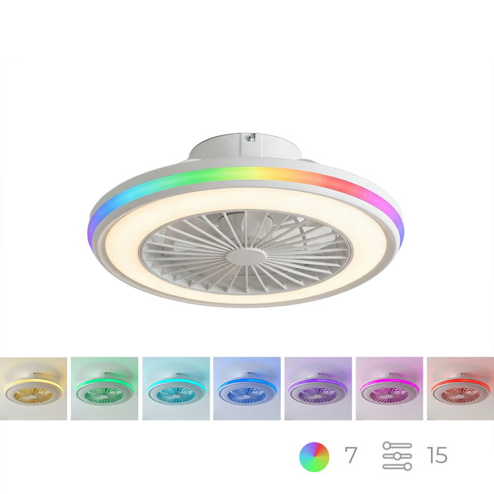 Ventilateur de plafond avec lumière LED RVB, pales cachées et télécommande Nexory InnovaGoods