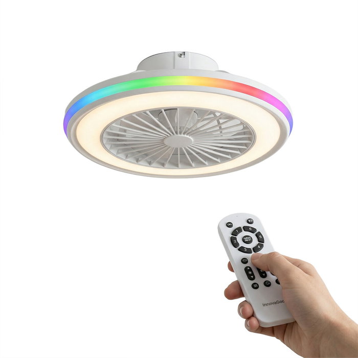 Ventilateur de plafond avec lumière LED RVB, pales cachées et télécommande Nexory InnovaGoods