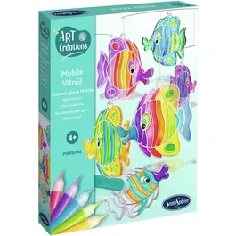 Sentosphere - Art & Créations Mobile Vitrail Poissons - Activité Créative Facile et Décorative - Kit Loisir Enfant dès 4 ans