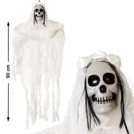 Décor Squelette Suspendu Halloween 90 x 70 cm - Décoration Gothique Épouvantable pour Fête, Porte ou Extérieur