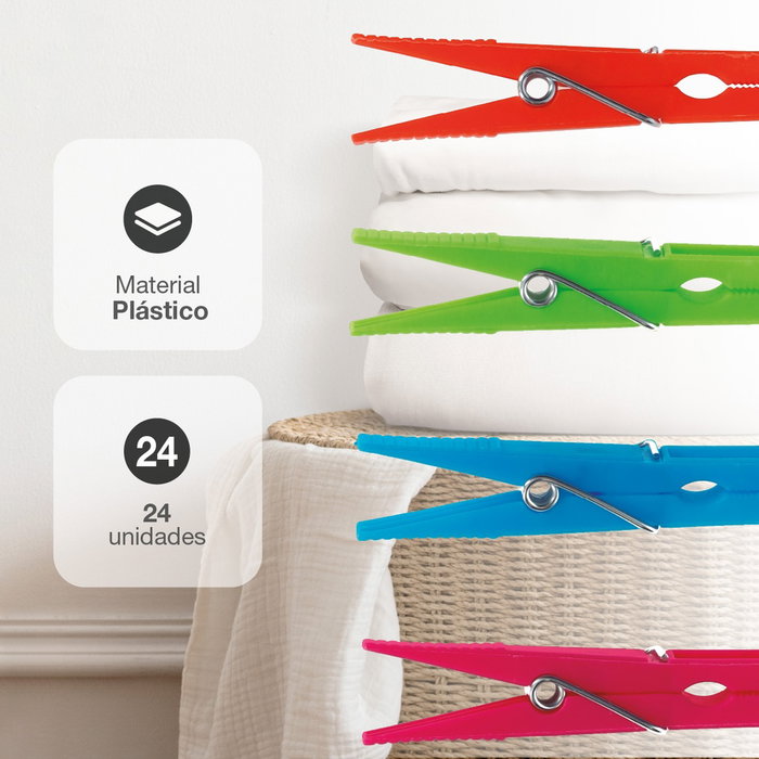 Dovelis Pack de 24 pinces à linge en plastique, couleurs variées